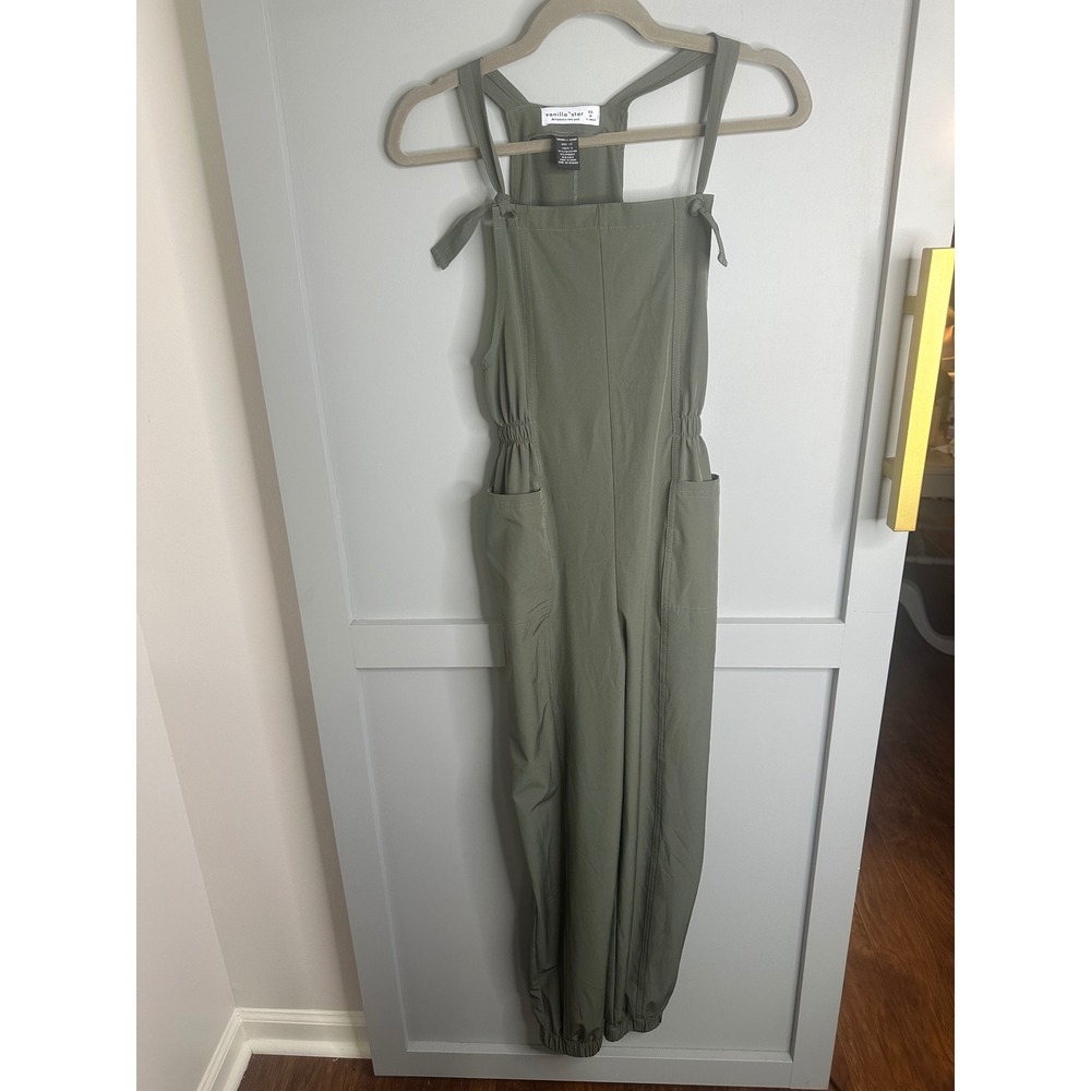 Vanilla Star‎ Olive Green Jogger Overalls Tie Strap Utility Jumpsuit XS V8691-3